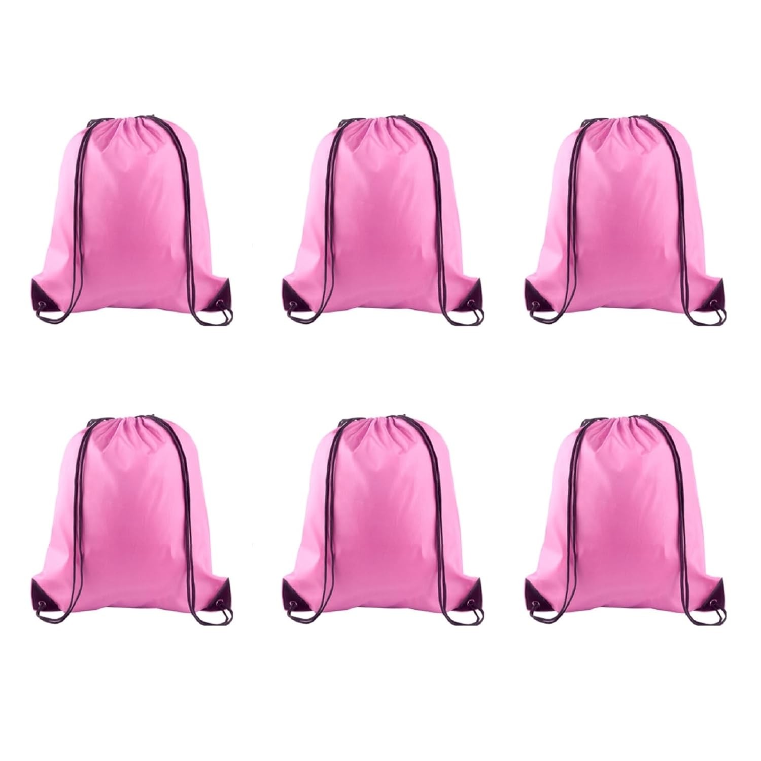 PLULON 6 Pcs Drawstring Bags Bulk Pink Drawstring Backpack String Backpack Cinch