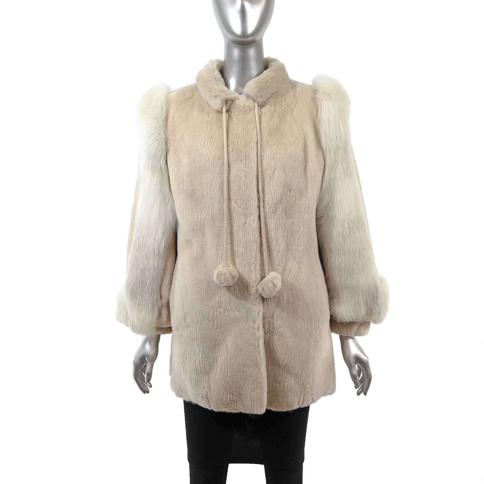Pastel Sheared Beaver Jacket with Fox Trim- Size M