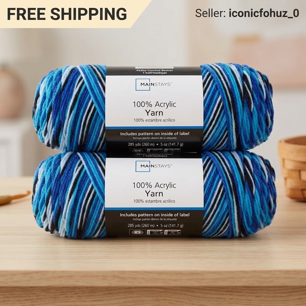 2 Pack Mainstays Medium Acrylic Blue Blend Yarn 5 oz 285 Yards Knit Crochet, new