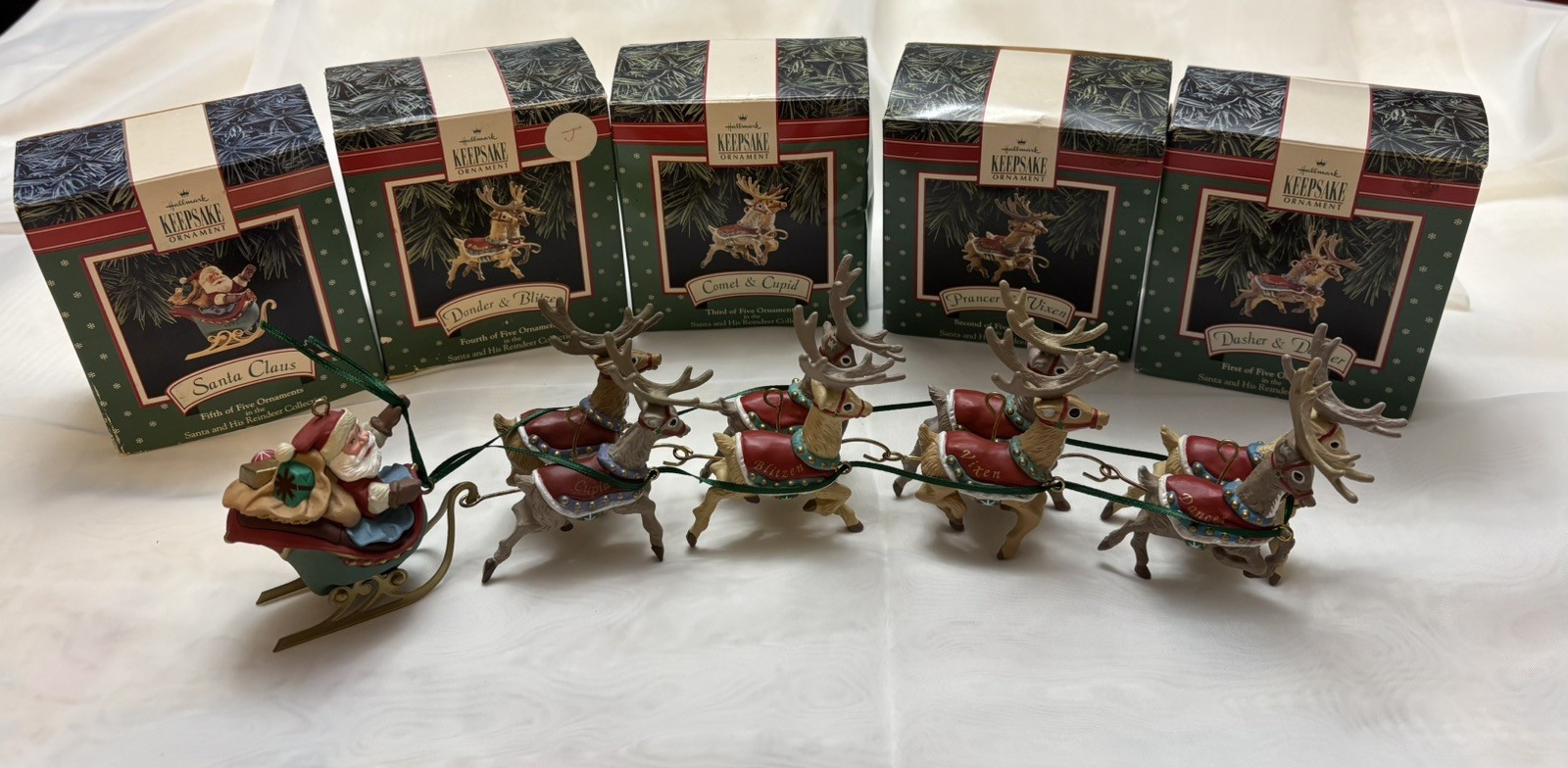 Hallmark Keepsake Ornaments Santa and His Reindeer Collection Complete Set 1992 Hallmark Keepsake Ornaments Santa and His Reindeer Collection Complete Set 1992