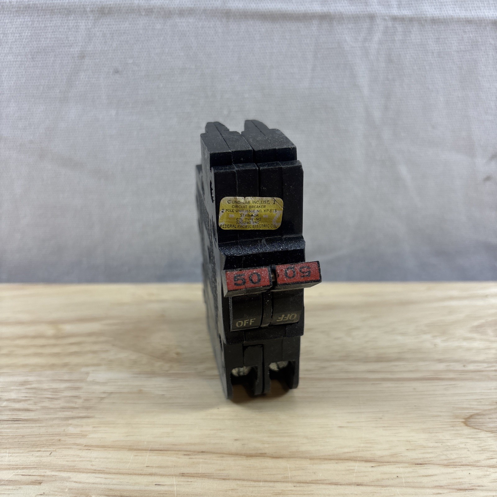 Federal Pacific 50 Amp 2 Pole  Stab-Lok Breaker Mini THIN Tested