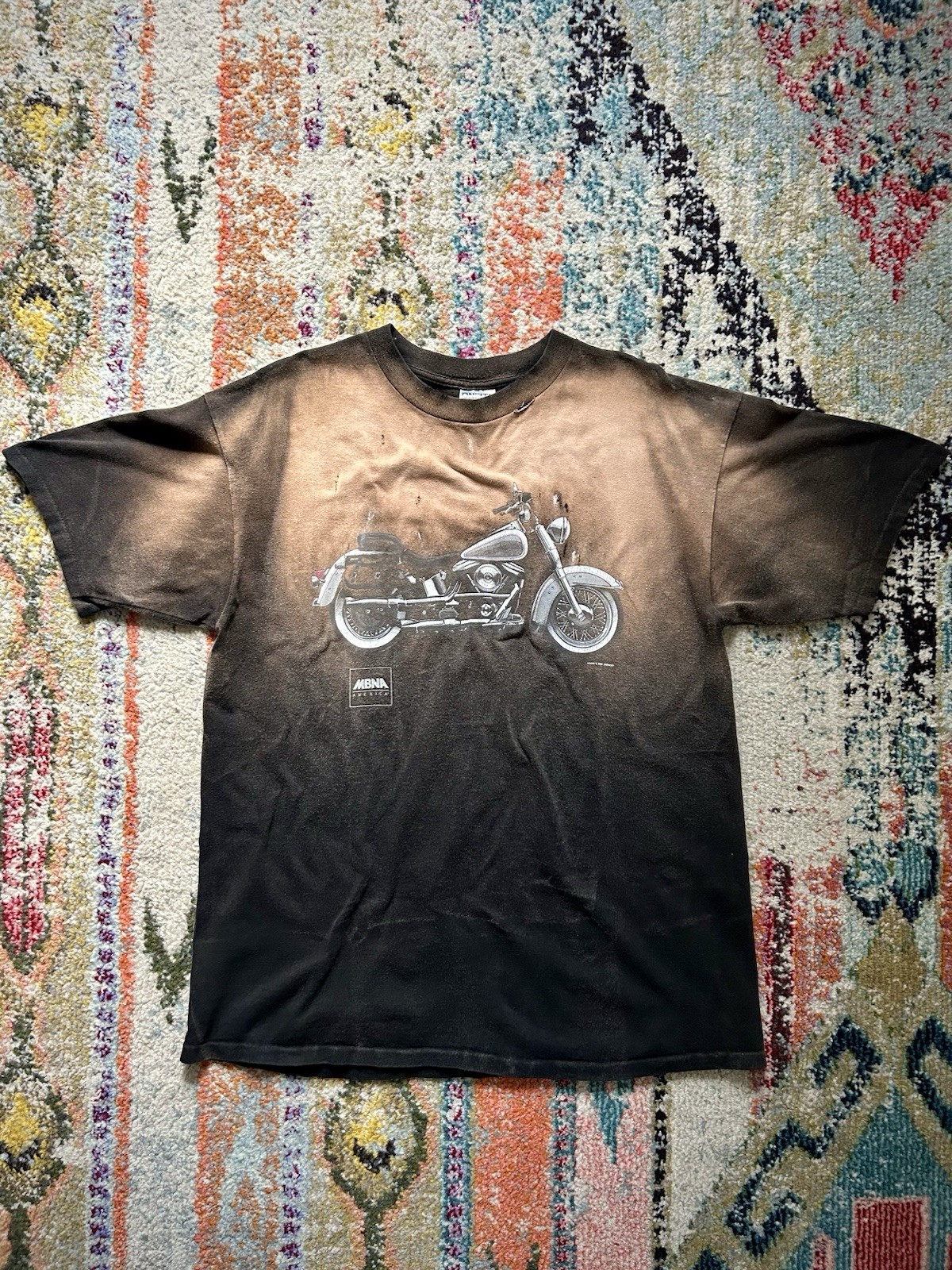 Vintage 1990s Sunfaded MBNA Motorcycle T-Shirt