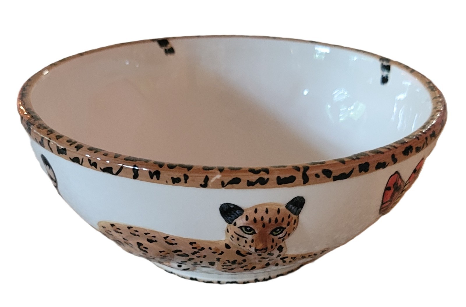 Lynn Chase 2006 Jungle Jubilee Handpainted Soup/Cereal Bowl Leopard Zebra Parrot Lynn Chase 2006 Jungle Jubilee Handpainted Soup/Cereal Bowl Leopard Zebra Parrot