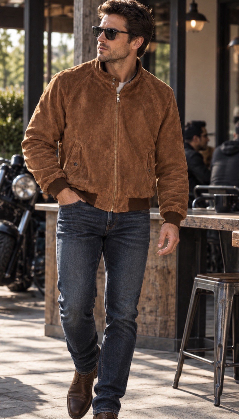 Polo Ralph Lauren XL Leather G9 Barracuda Jacket Rough Out Suede VtG Bomber Coat