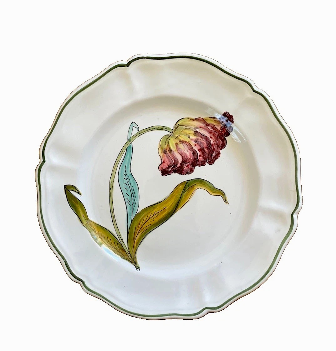 Vintage hand painted tulip italian P.V 10179 serving platter