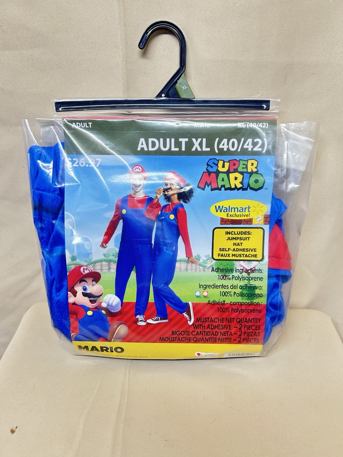 Disguise Super Mario Bros Mario Adult XL 40/42 Costume Walmart Exclusive NEW Disguise Super Mario Bros Mario Adult XL 40/42 Costume Walmart Exclusive NEW