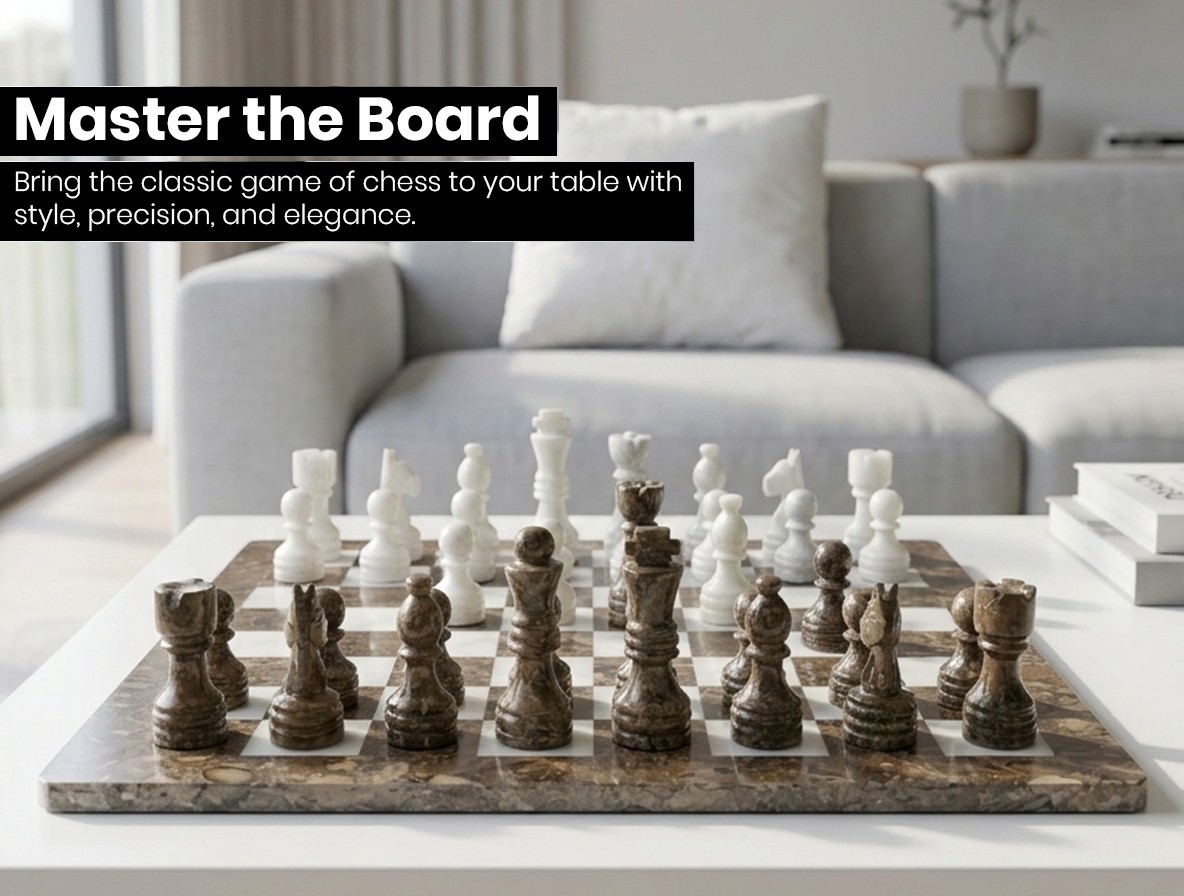 Luxury Handcrafted Marble Chess Set – Coffee Table Board & Pieces