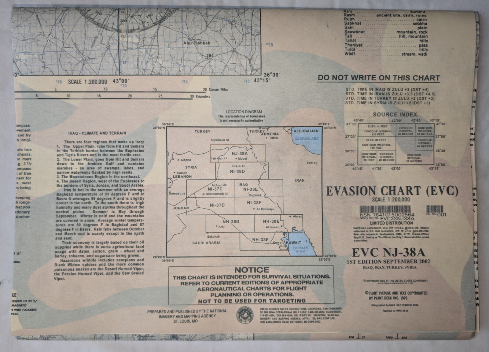 EVC NJ-38A Military Evasion Chart Iraq Turkey Syria 1st Edition September 2002 EVC NJ-38A Military Evasion Chart Iraq Turkey Syria 1st Edition September 2002