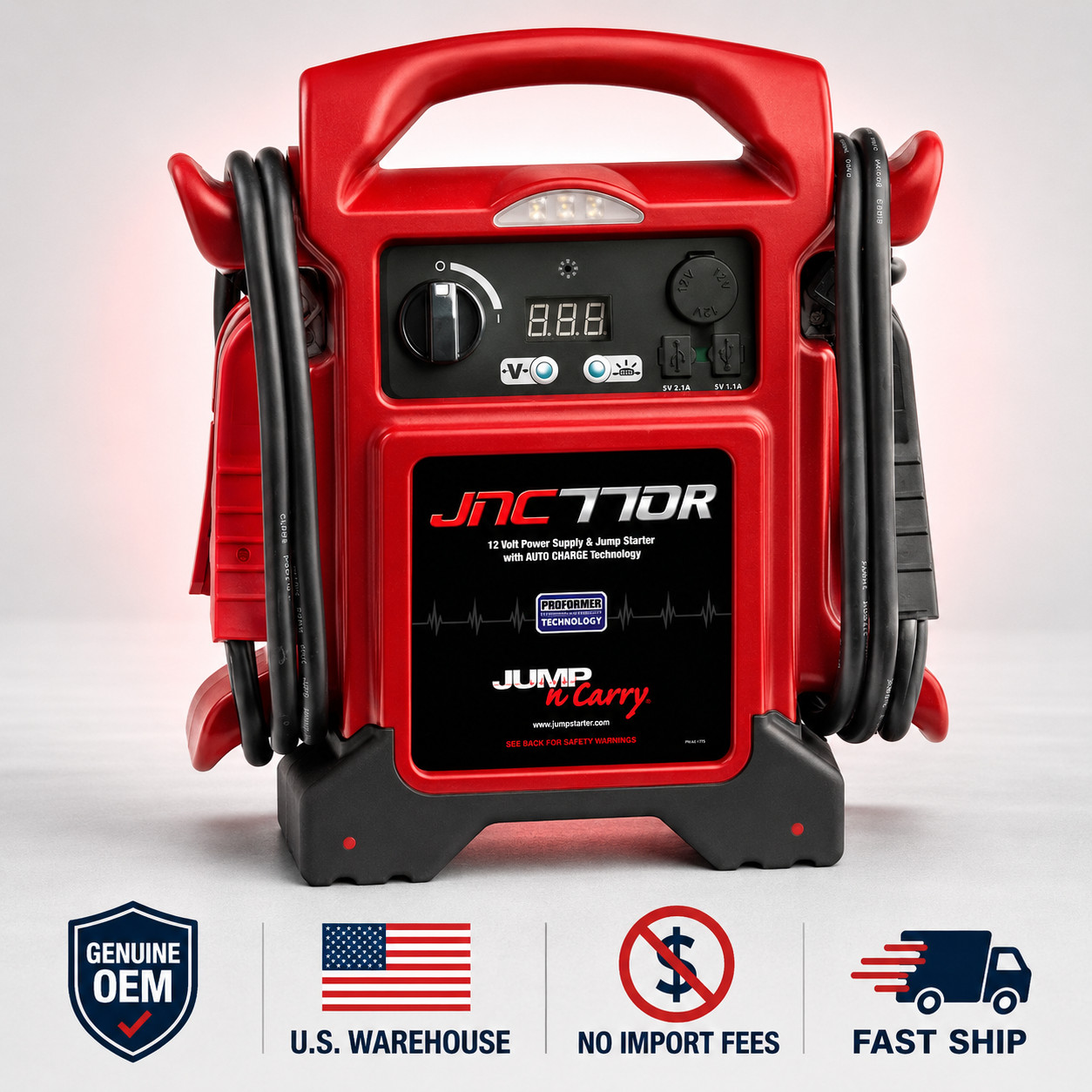 Jump N Carry JNC770R 1700 Peak Amp 425 Cranking Amp Premium 12V Jump Starter
