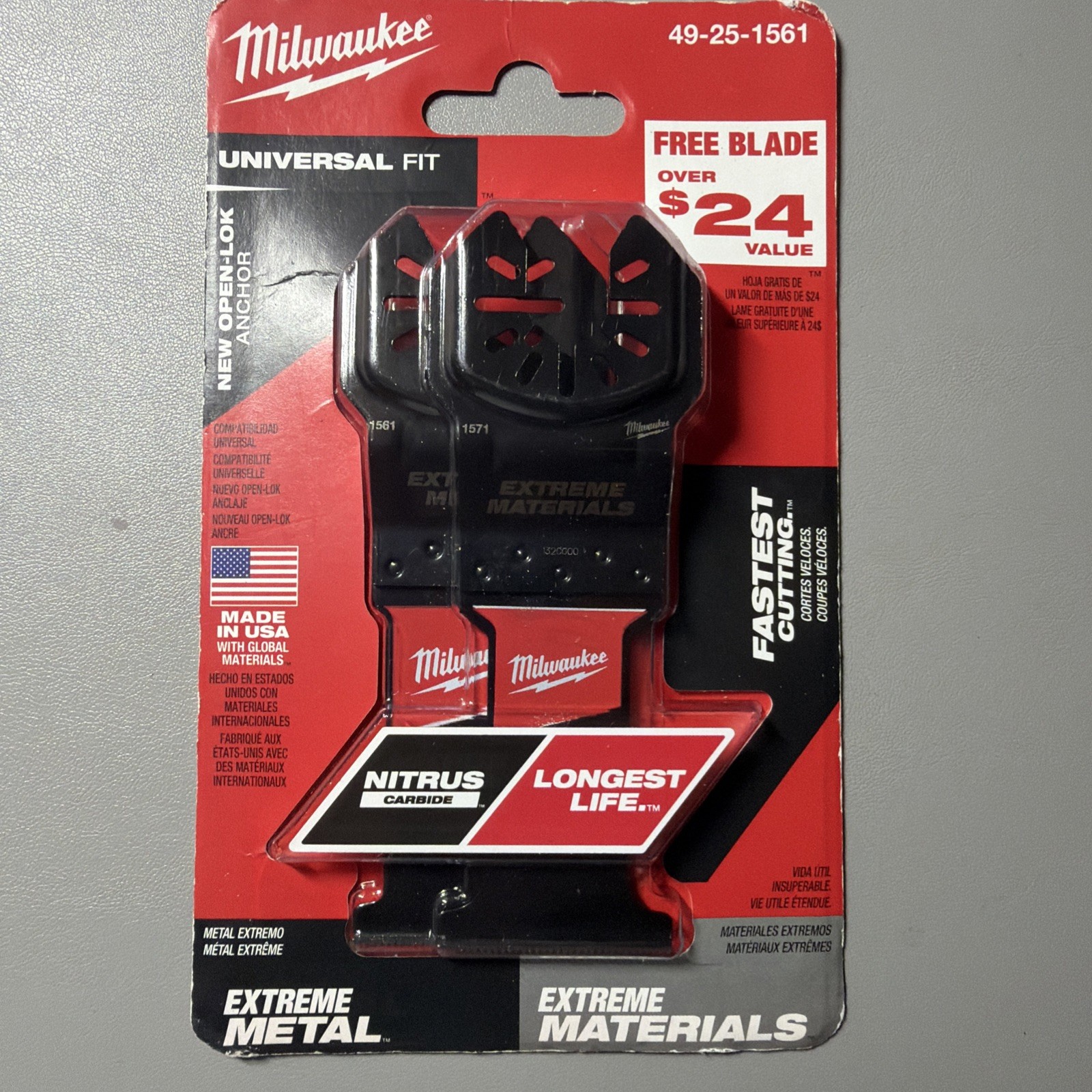 Milwaukee Tool 49-25-1561 1-3/8 In. Open-Lok Nitrus Carbide Extreme Metal 2 pcs