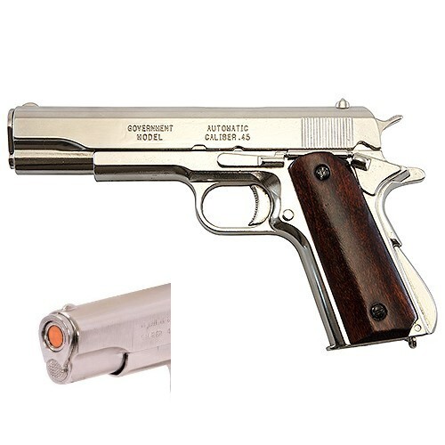 Denix 1911 A1 Non-Firing Full Size Metal Replica Prop Gun Metal Body Nickel