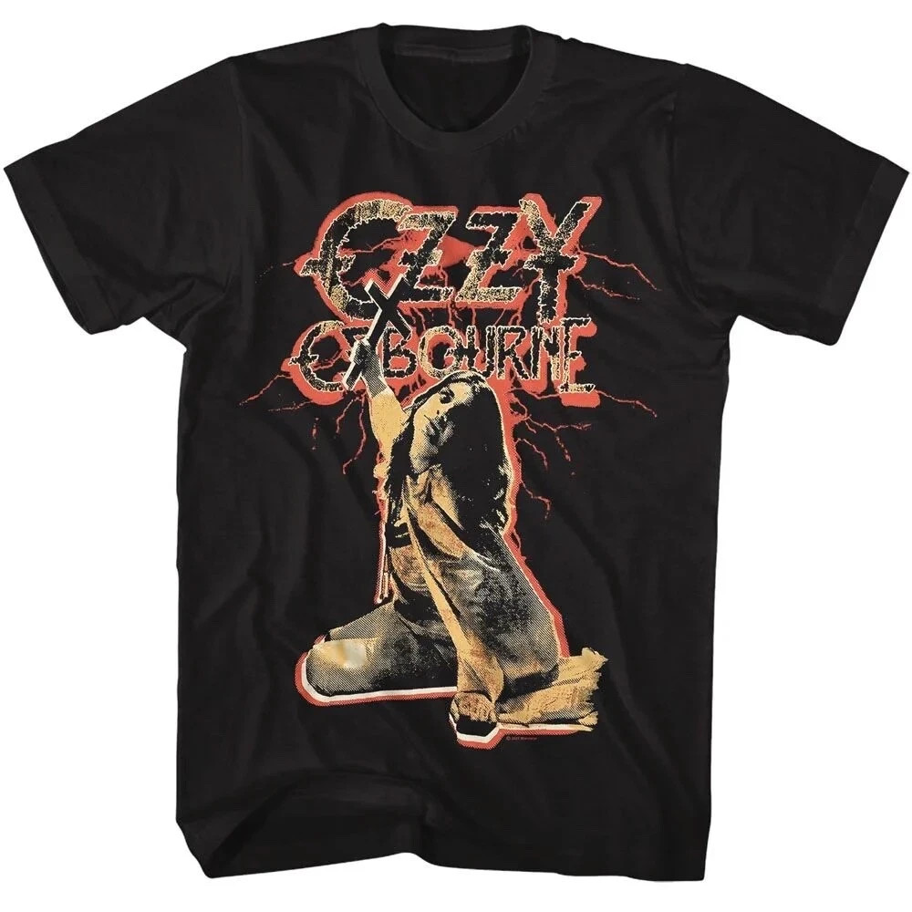Ozzy Osbourne T-Shirt Mens RED LIGHTING Music Tour Heavy Metal New Black
