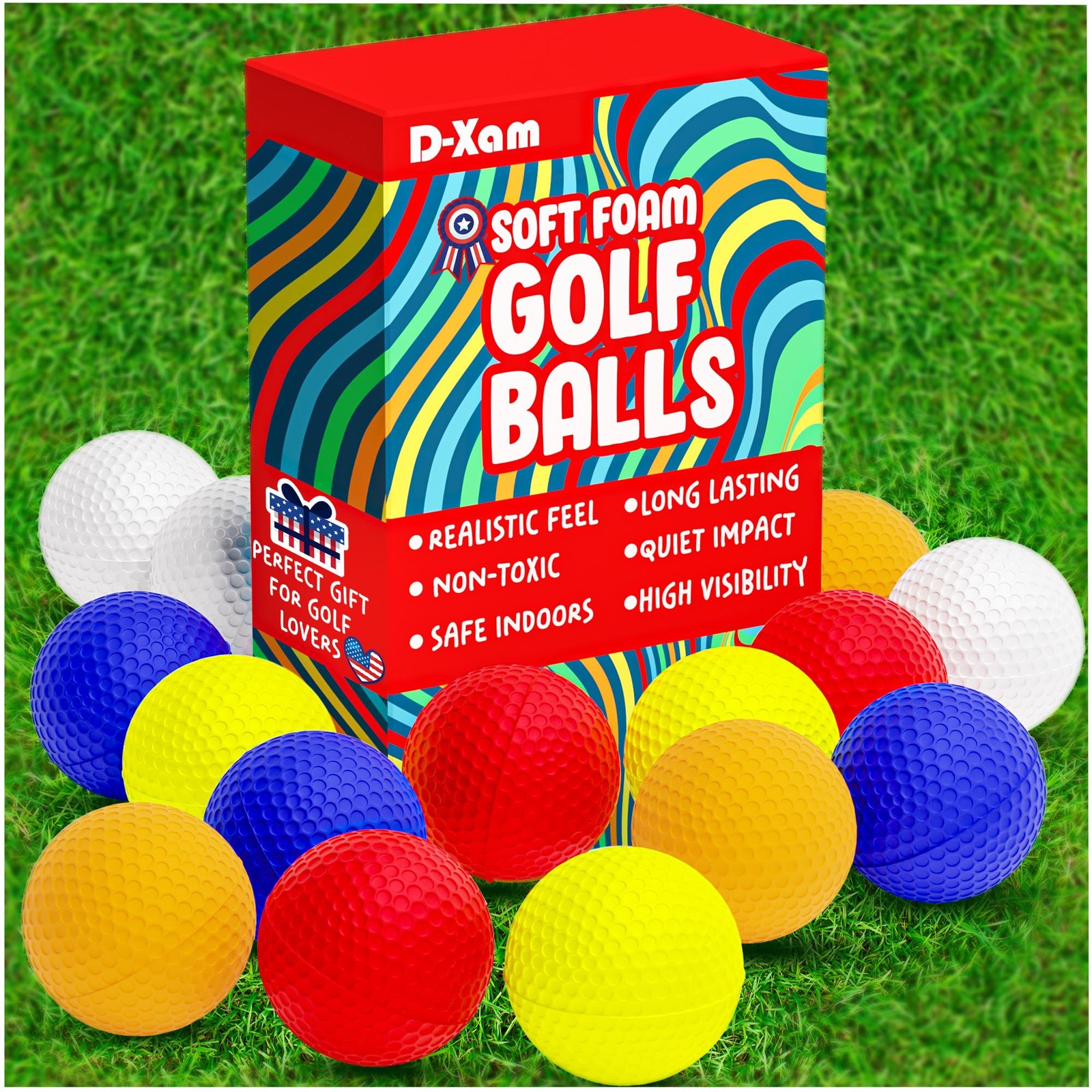 D-Xam Foam Golf Balls Bulk Practice Golf Ball Multicolor 41mm Soft | Long Las...