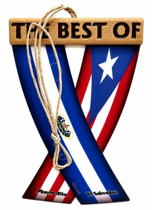Puerto Rico and El Salvador Flag Car Rear View Mirror Accessory by Unity Flagz Puerto Rico and El Salvador Flag Car Rear View Mirror Accessory by Unity Flagz