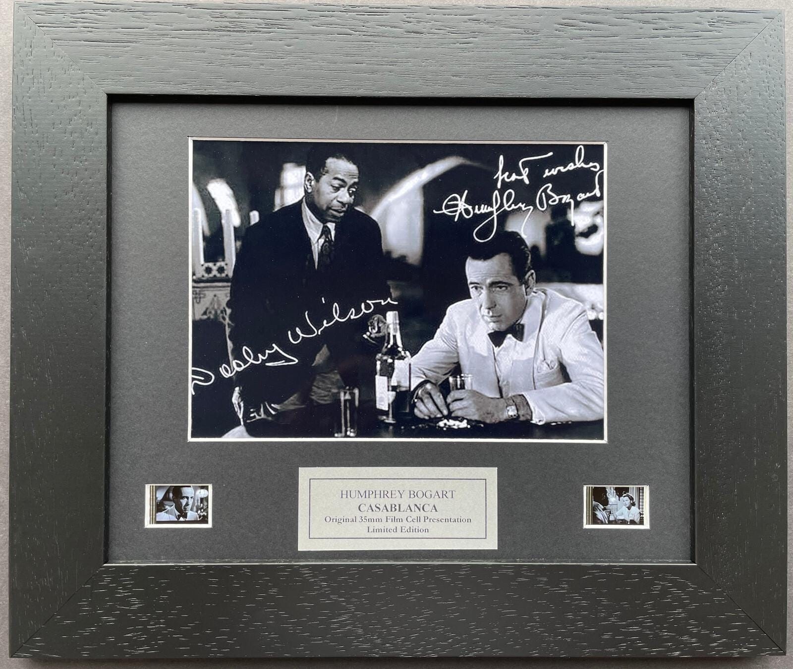 CASABLANCA 1942 Original 35mm film Cell Memorabilia + Bogart Signed Repro
