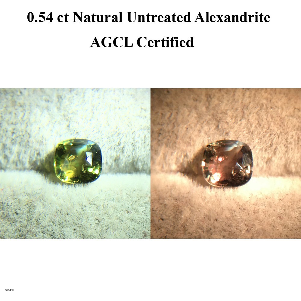 0.54 ct Natural Untreated Alexandrite ( Light Change ) | Cushion |AGCL Certified