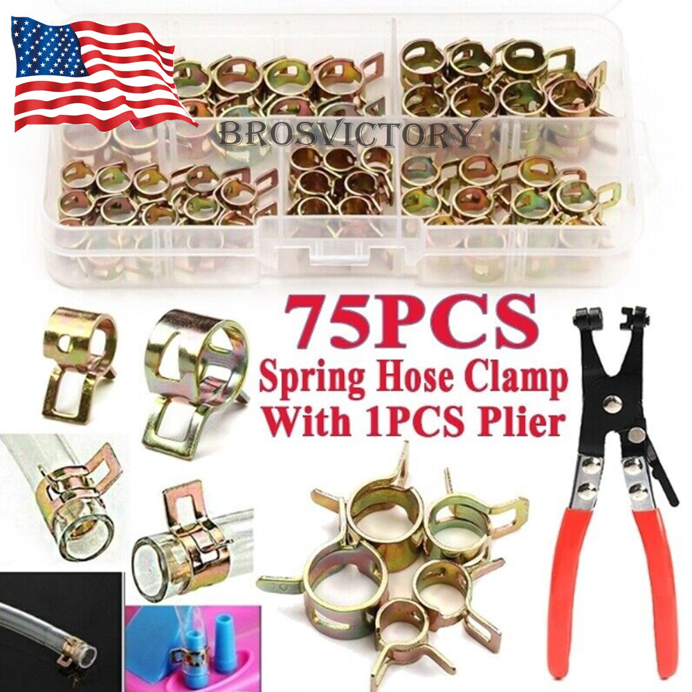 75PCS Hose Clamp Spring Hose Clamp With 1PC Straight Throat Tube Clamp