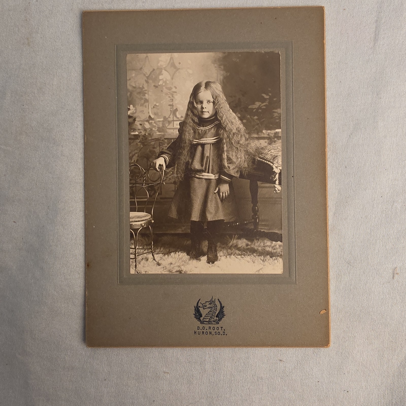 D.O. Root Antique Cabinet Card Photo Young Girl Very Long Hair DO Root Huron