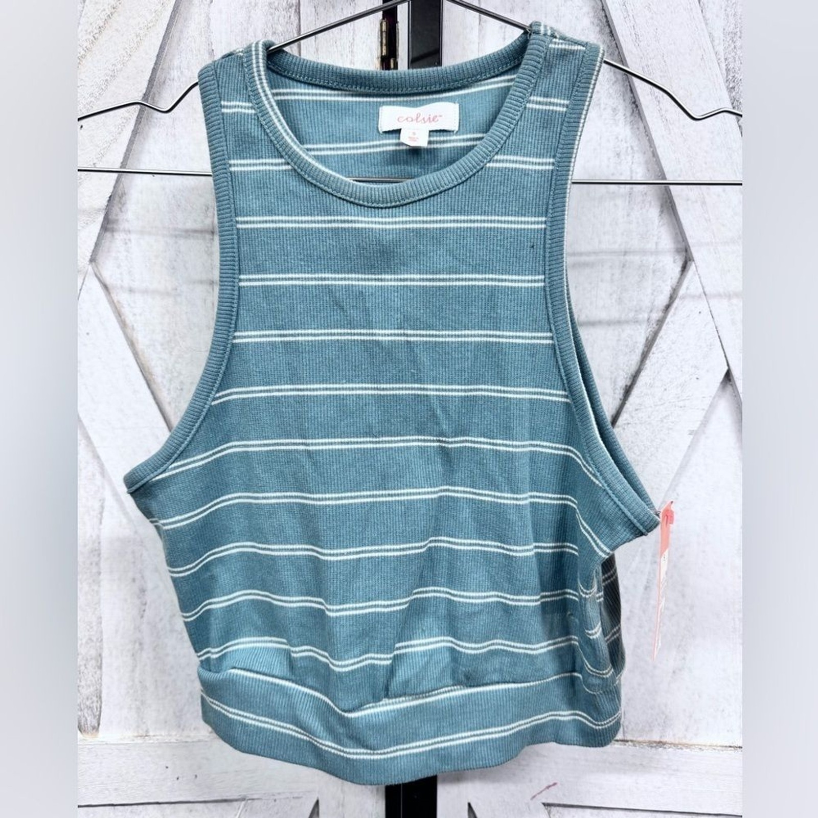 Colsie Teal and White Striped Tank Top Colsie Teal and White Striped Tank Top
