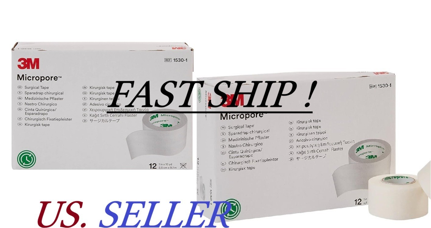 2 BOX Micropore Tape 3M Surgical Medical Paper 24 Rolls 1 inch wide BEST $ QUICK