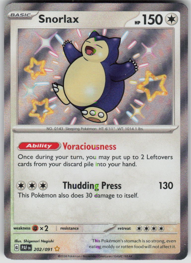 Snorlax - 202/091 - NM - SV: Paldean Fates Snorlax - 202/091 - NM - SV: Paldean Fates