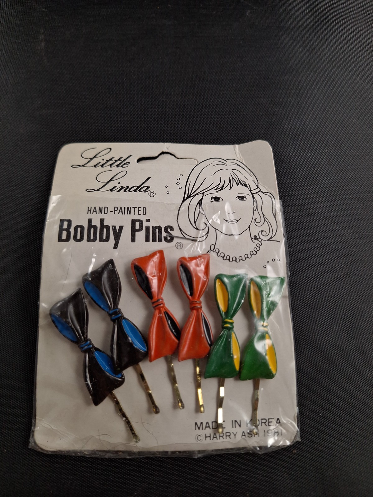 NOS Vtg 1960\'s Little Linda Hair Barrette *6* Hand Painted Bow Bobby Pins *1-KT NOS Vtg 1960\'s Little Linda Hair Barrette *6* Hand Painted Bow Bobby Pins *1-KT