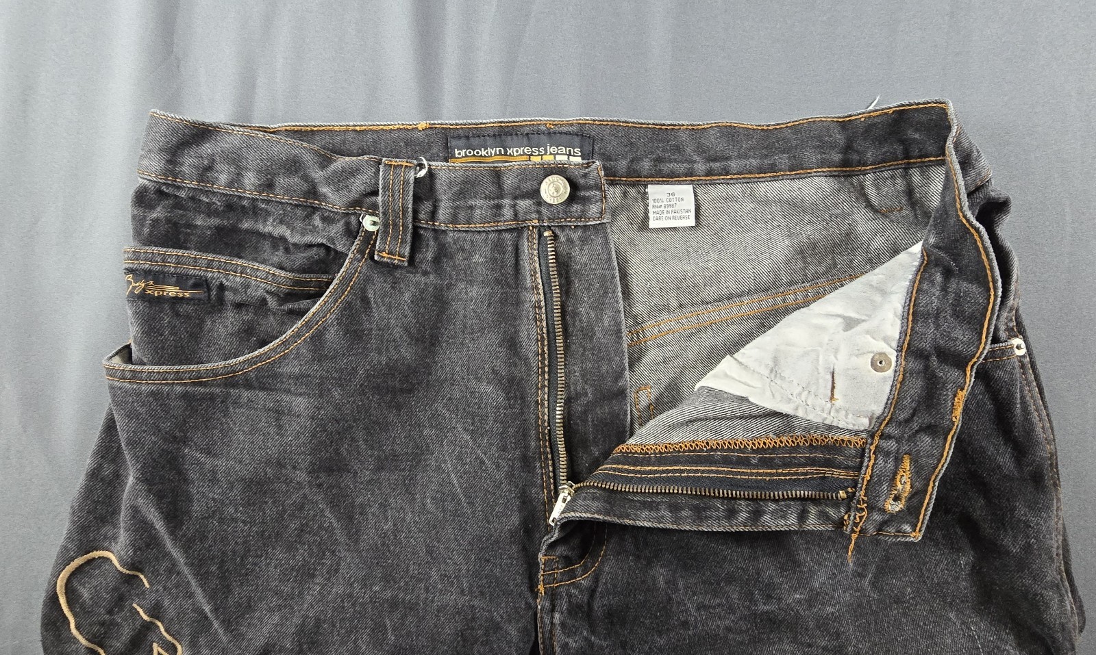 VTG Brooklyn Express Shorts Men 36 Fade Black Dark Wash Baggy Wide Leg Jorts Y2K VTG Brooklyn Express Shorts Men 36 Fade Black Dark Wash Baggy Wide Leg Jorts Y2K