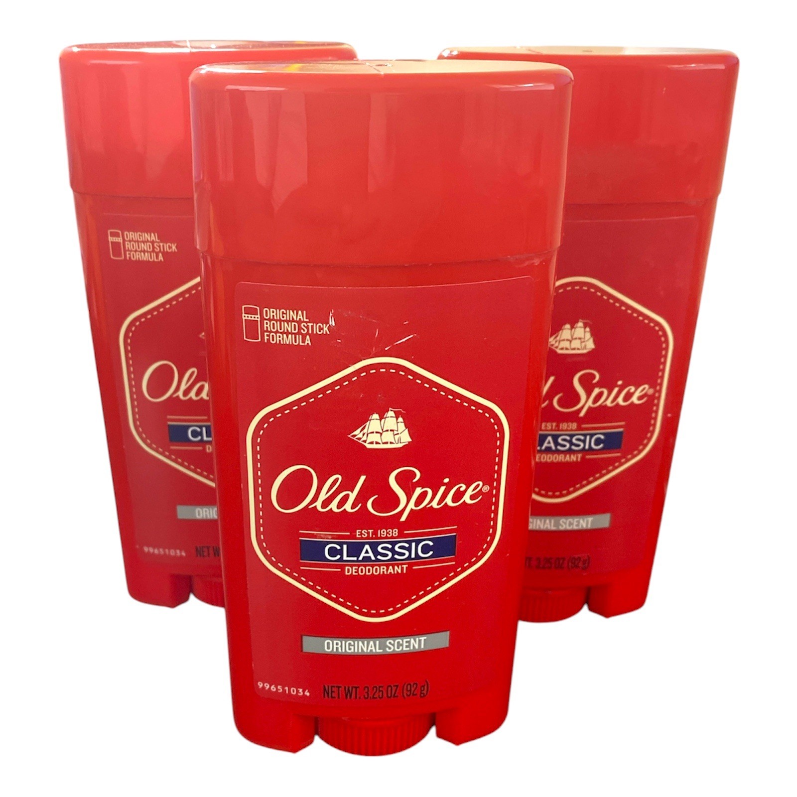 (3) Old Spice Classic Deodorant Stick Original 3.25 oz