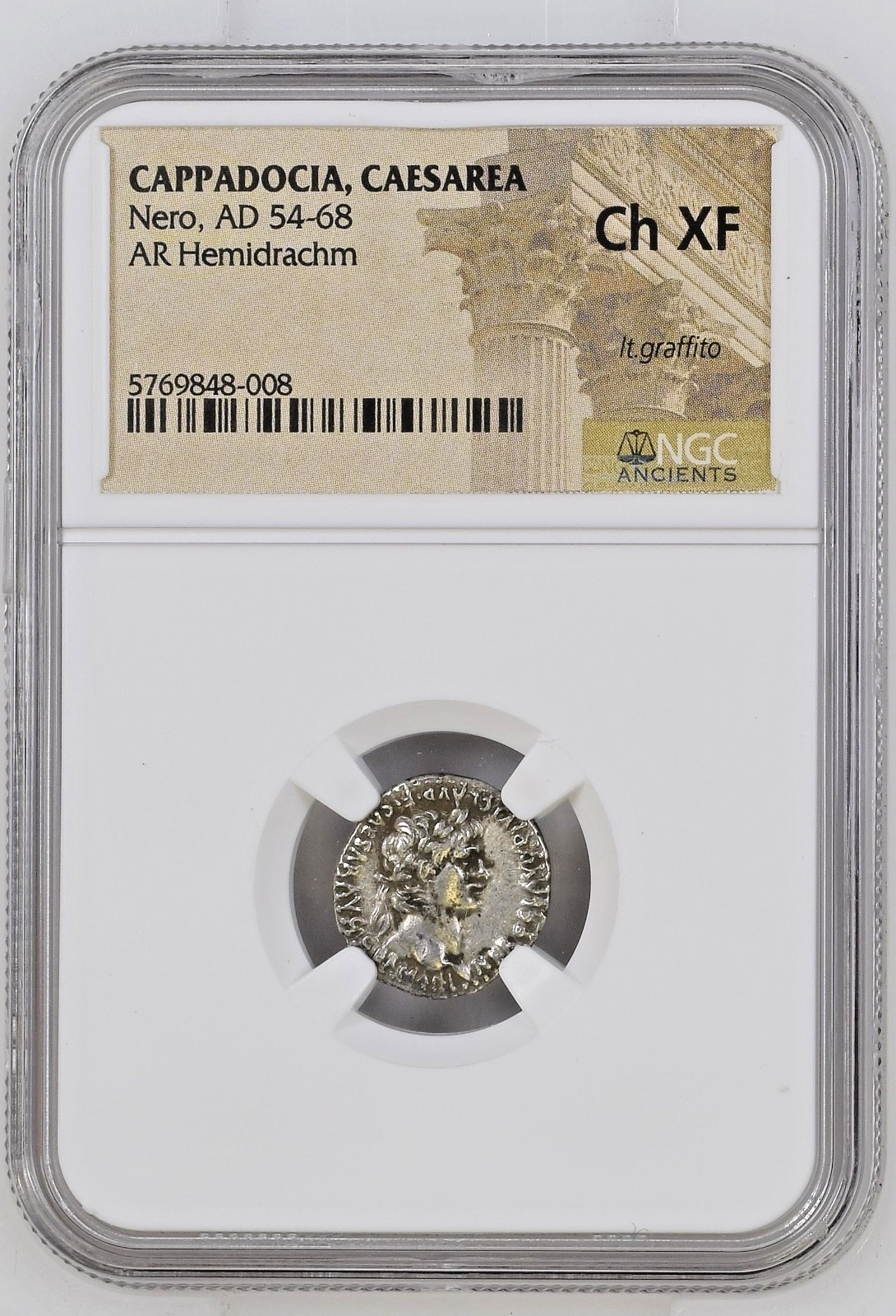 Roman Provincial - Nero AD 54-64 Silver AR Hemidrachm NGC Ch XF Twelve Caesars