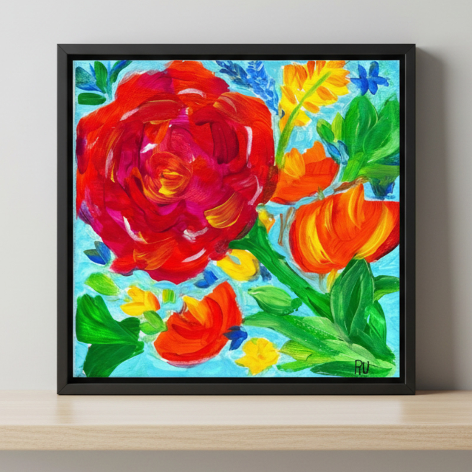 EMBRY Colorful 6x6 Flower Original Acrylic Painting \