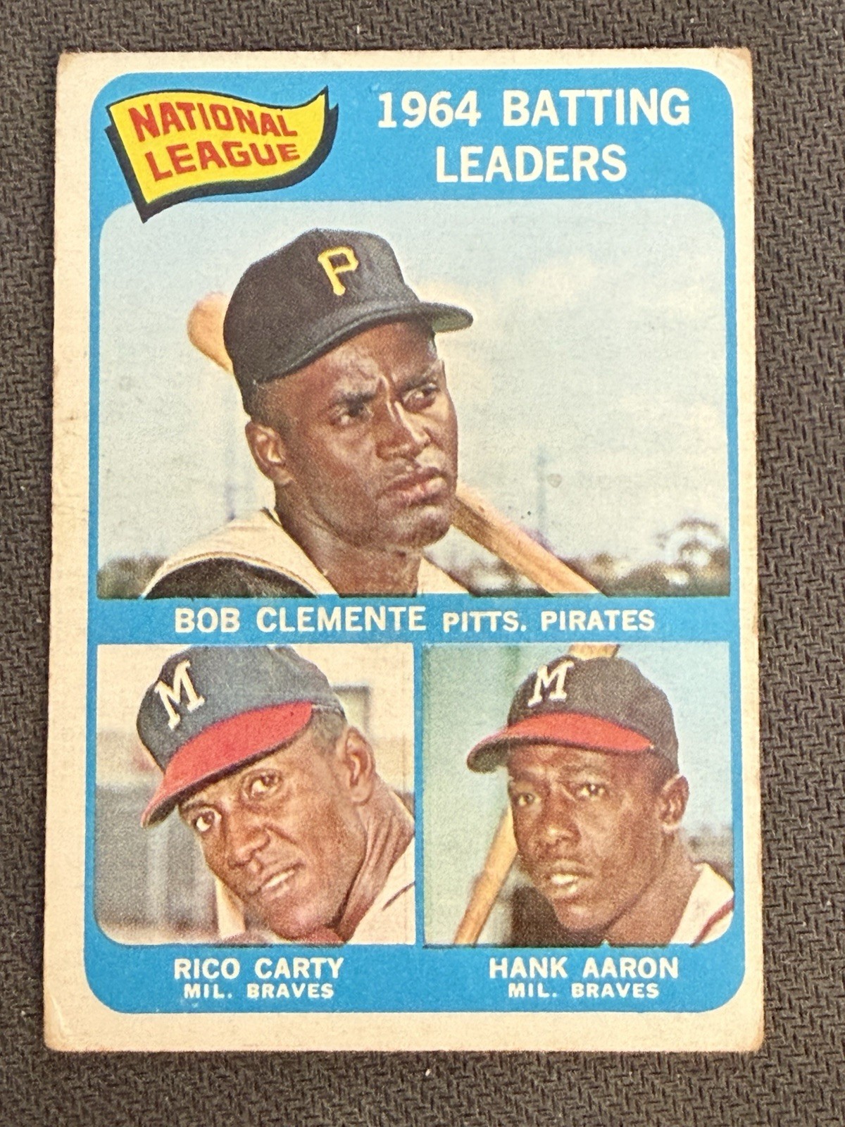 1965 Topps - League Leaders Roberto Clemente, Hank Aaron, Rico Carty #2 VG 1965 Topps - League Leaders Roberto Clemente, Hank Aaron, Rico Carty #2 VG