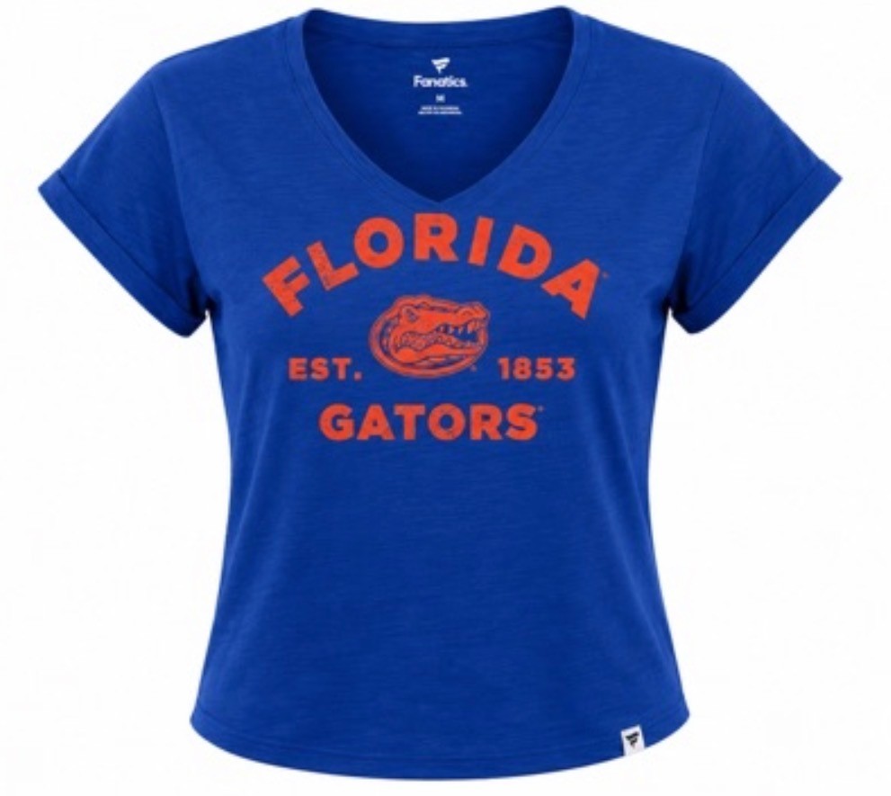 Florida Gators Women\'s Fanatics Brand Royal Blue V-Neck T-Shirt Florida Gators Women\'s Fanatics Brand Royal Blue V-Neck T-Shirt
