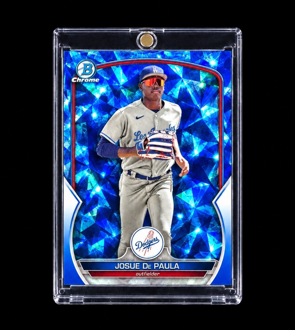 JOSUE DE PAULA ROOKIE BLUE CRACKED ICE REFRACTOR COLOR MATCH Bowman LA DODGERS