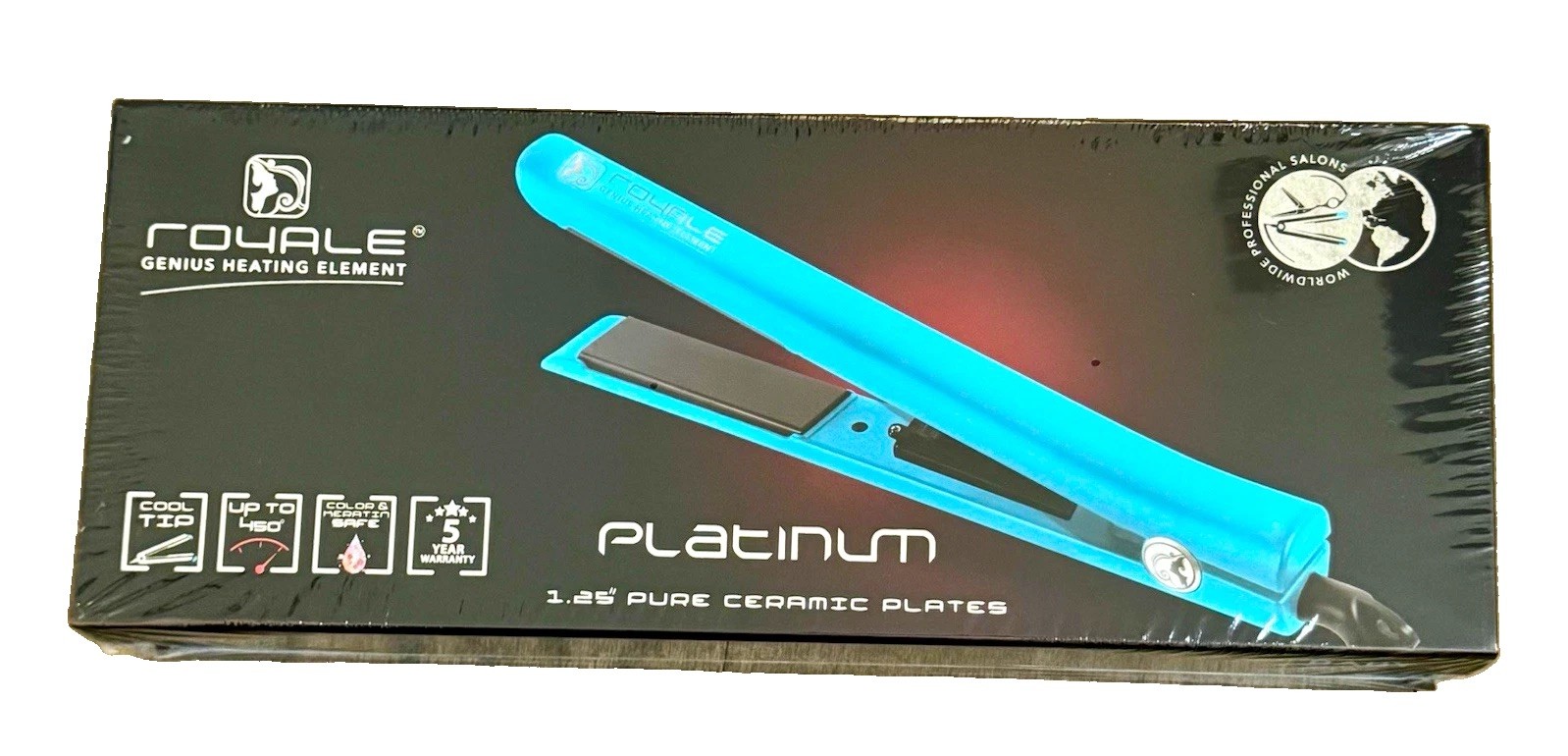Royale Platinum 1.25in Ceramic Flat Iron Straightener Dual Voltage 450F Blue Royale Platinum 1.25in Ceramic Flat Iron Straightener Dual Voltage 450F Blue