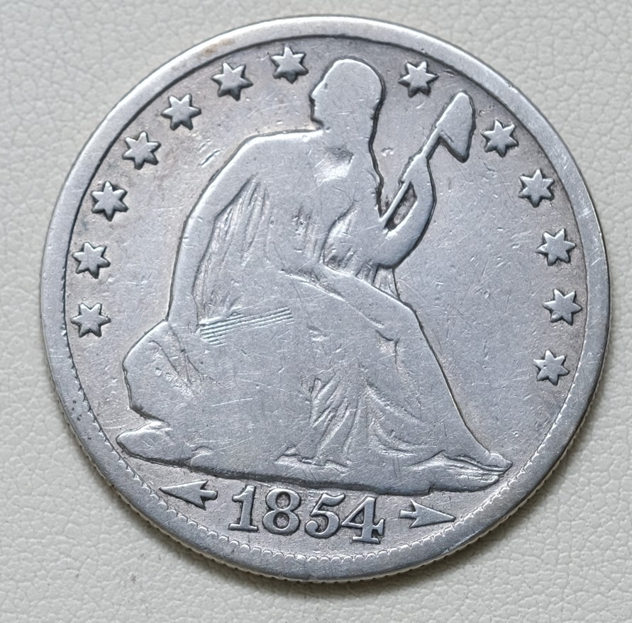 1854-O With Arrows Seated Liberty Half Dollar /H22