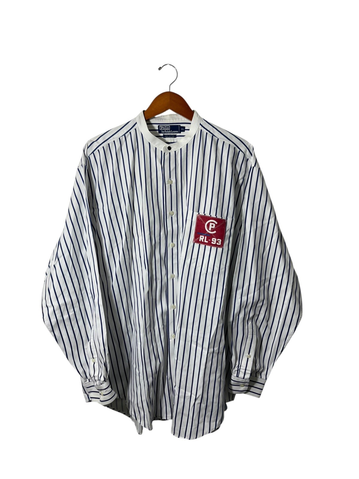 Vintage Ralph Lauren Polo CP RL 93 Patch Stripe Button Down Shirt Size XL USA Vintage Ralph Lauren Polo CP RL 93 Patch Stripe Button Down Shirt Size XL USA