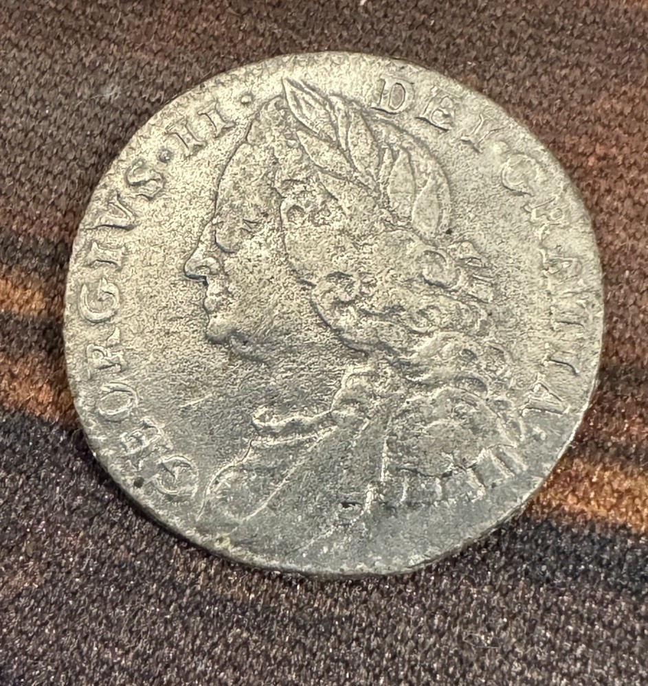 Silver 1757 Shilling George II Coin UK Silver Older bust Silver 1757 Shilling George II Coin UK Silver Older bust
