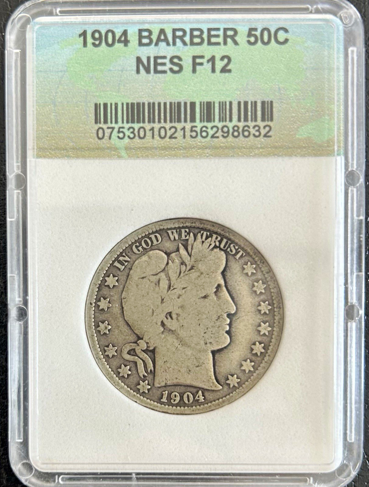 1904 Barber Half Dollar 50C Silver 90% PHIL F12 KM#110 1904 Barber Half Dollar 50C Silver 90% PHIL F12 KM#110
