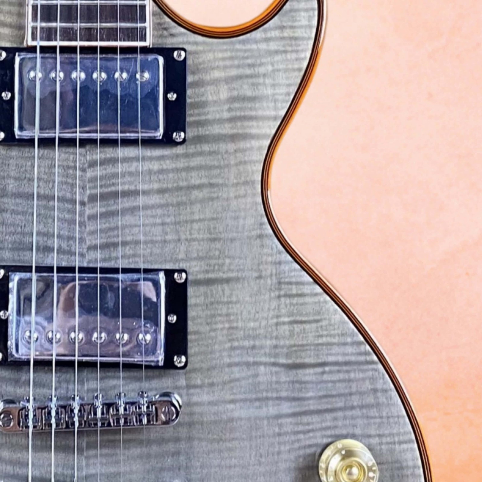 Custom Electric Guitar Orange Binding Chrome Hardware Gray Body Shipped from USA