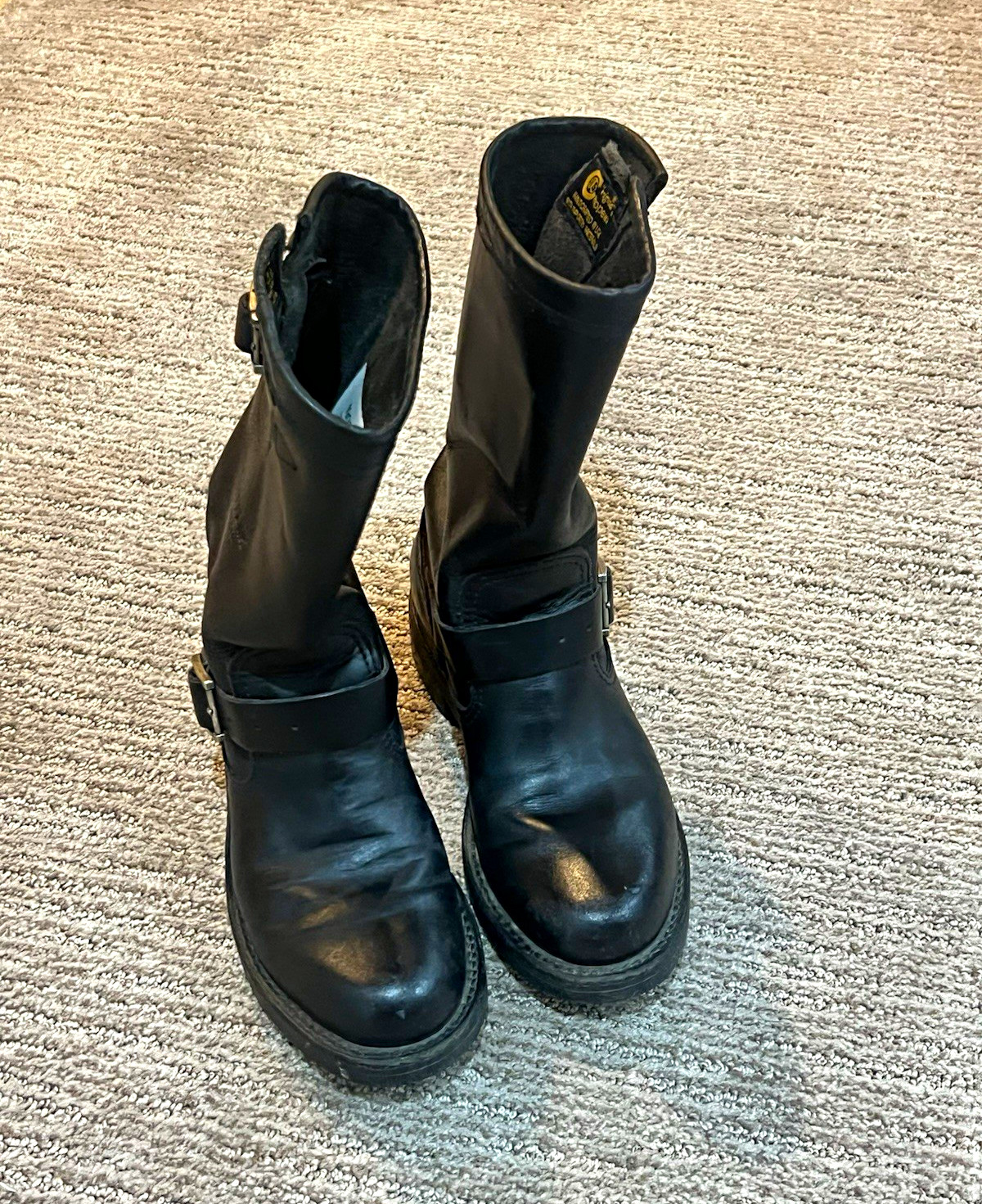 Vintage Chippewa black leather motorcycle boots, women’s US size 6M. Handcrafted Vintage Chippewa black leather motorcycle boots, women’s US size 6M. Handcrafted