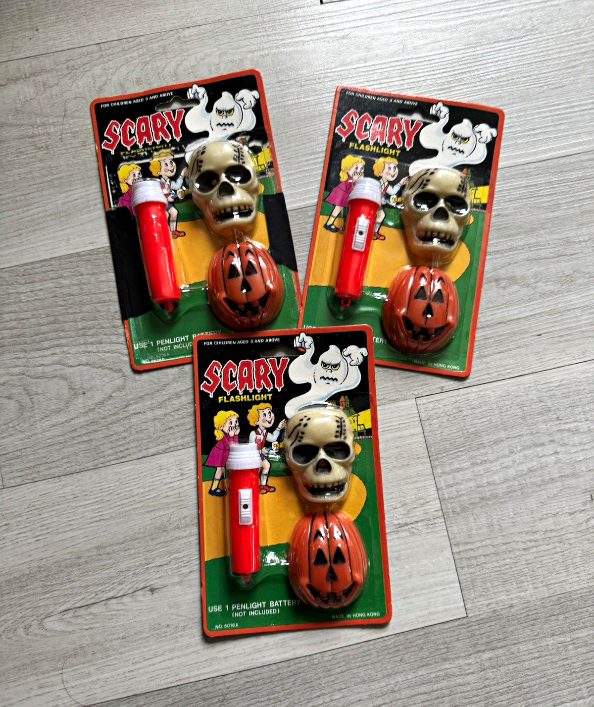 Vintage 1970s Scary Halloween Flashlights lot of 3 NIP Vintage 1970s Scary Halloween Flashlights lot of 3 NIP
