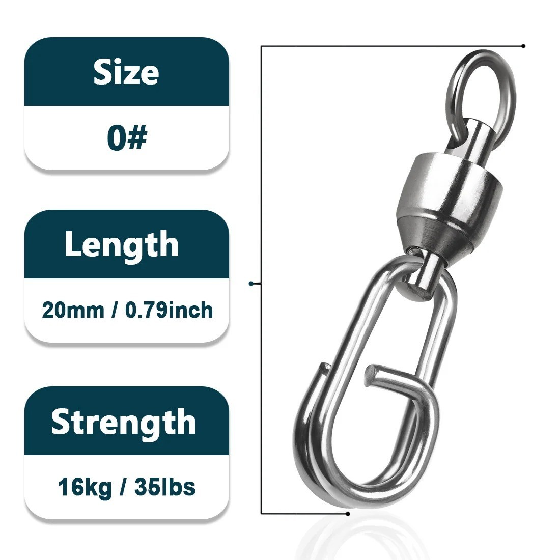 9KM 25pcs Fishing Ball Bearing Swivels with Snap Fishing Connector