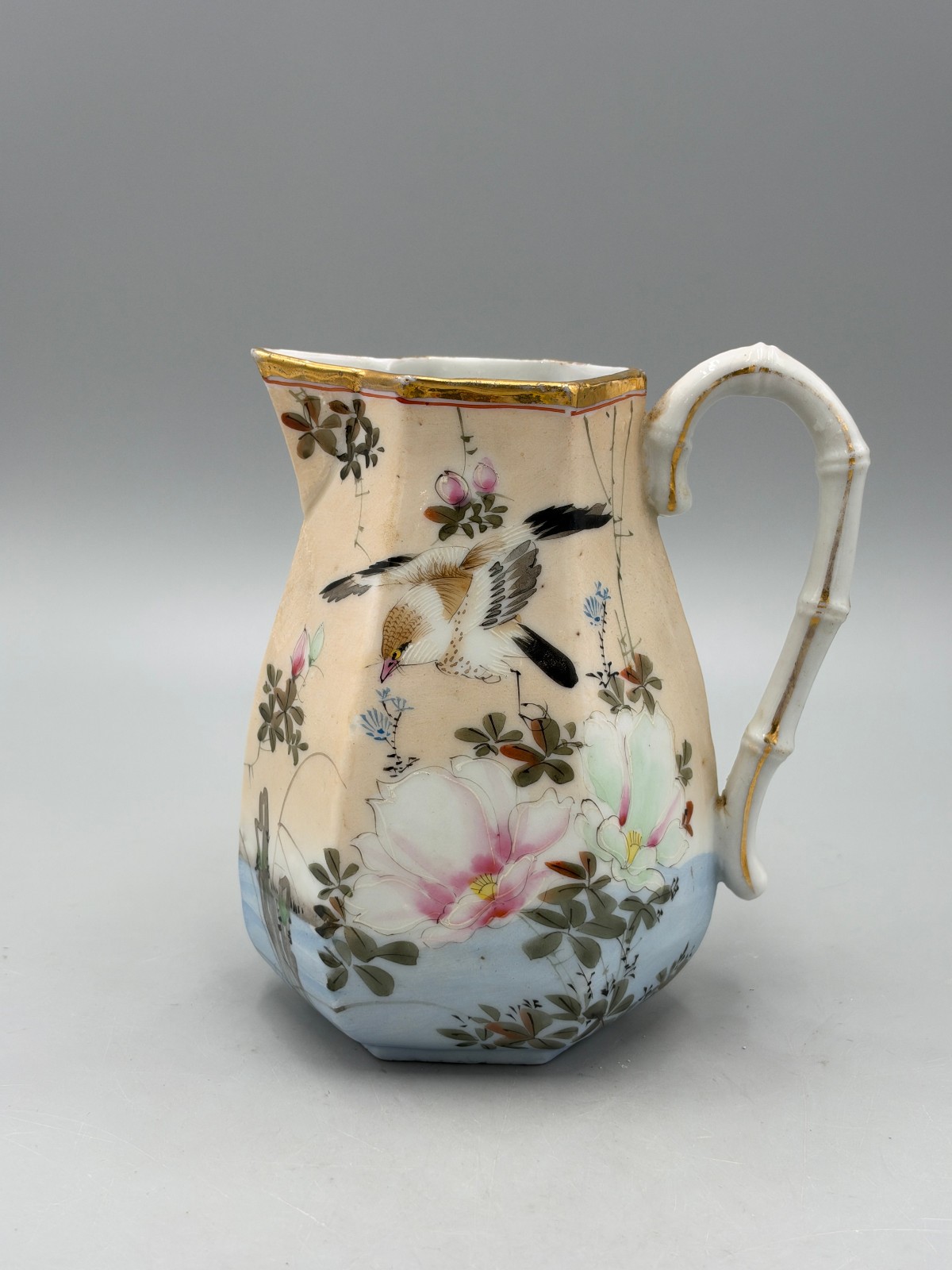 Antique Japanese Hexagonal Porcelain Pitcher, Meiji‑Taisho period circa 1900