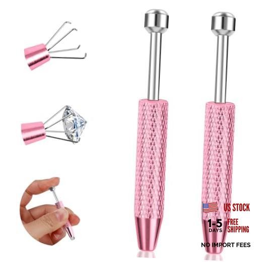 2Pcs Piercing Ball Grabber Tool for Changing Jewelry, Stianless Pink-2pcs