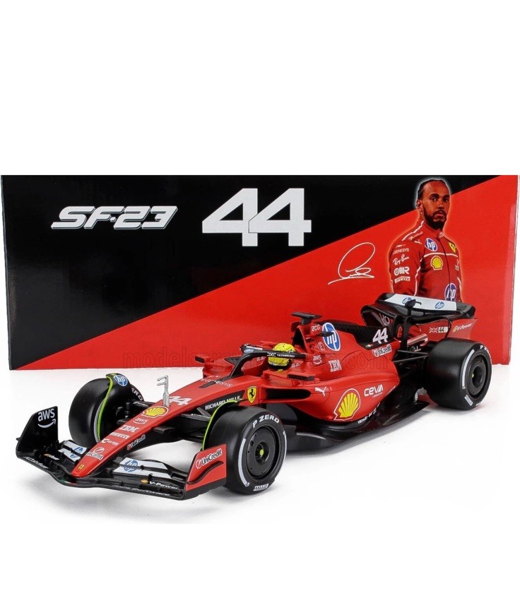 Bburago 1/18 Ferrari F1-75 2022 Lewis Hamilton Red/Black Diecast w/ Stand