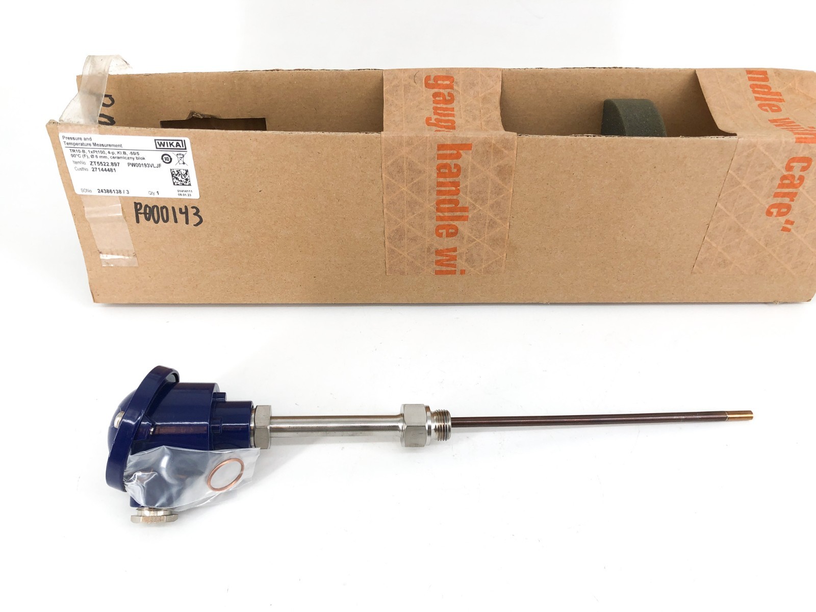 New Wika TR10-B-ZZZZ Thermometer 1xPT100 4-P KI.B -50/500C ZT5522.897 27144481 New Wika TR10-B-ZZZZ Thermometer 1xPT100 4-P KI.B -50/500C ZT5522.897 27144481