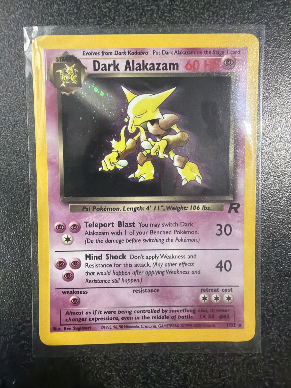 Dark Alakazam (1) Team Rocket 01/82 Unlimited Holo NM
