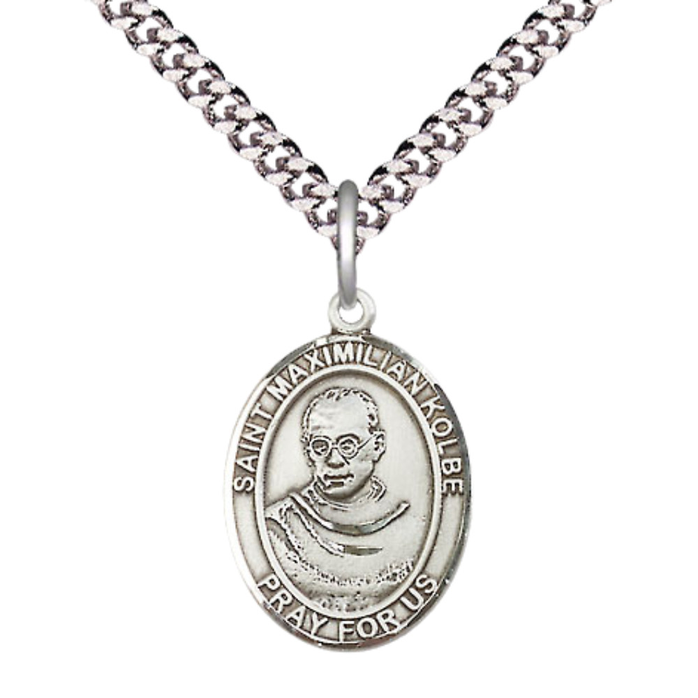 Sterling Silver Saint Maximilian Kolbe Medal Pendant 24\