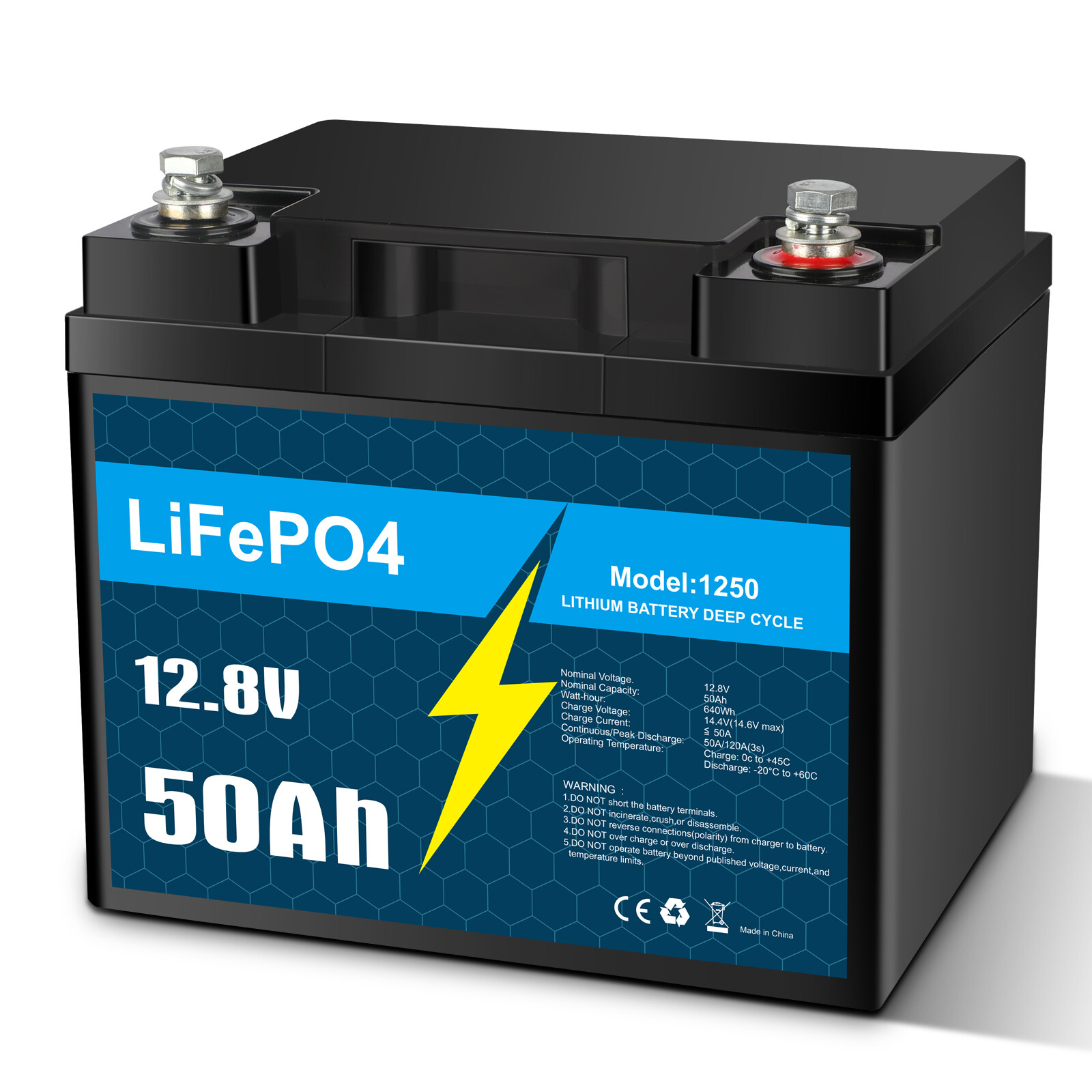 12V LiFePO4 Lithium Battery 50Ah 30Ah 16Ah 10Ah with BMS for RV Trolling Motor