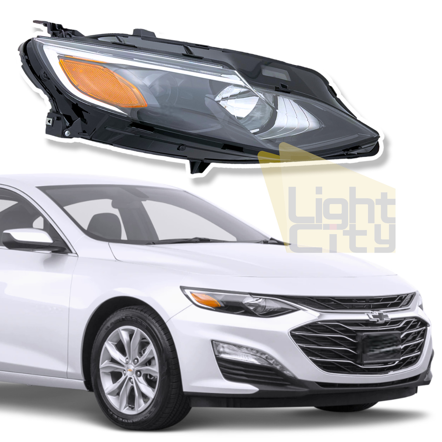 For 2019-2025 Chevrolet Malibu Passenger Side HALOGEN Headlight with Bulb Right
